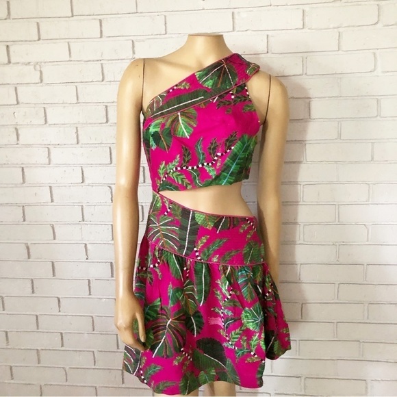 Farm Rio Women’s Pink Leaves Mini Dress - Picture 1 of 10